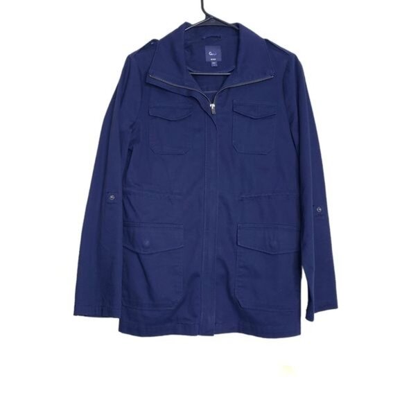 Gap Navy Blue Convertible Sleeve Cotton Utility Field Jacket Women's Size Small - Picture 13 of 13